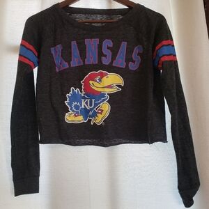 Kansas University Jayhawks crop top dark gray by Colosseum Athletics  small